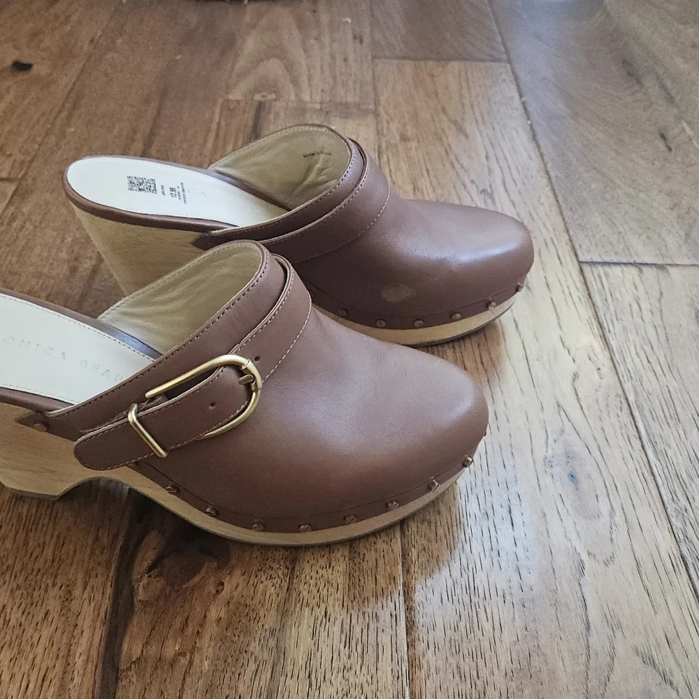Veronica Beard Brown Hendrix Leather Mule Clogs 8 - Picture 11 of 11